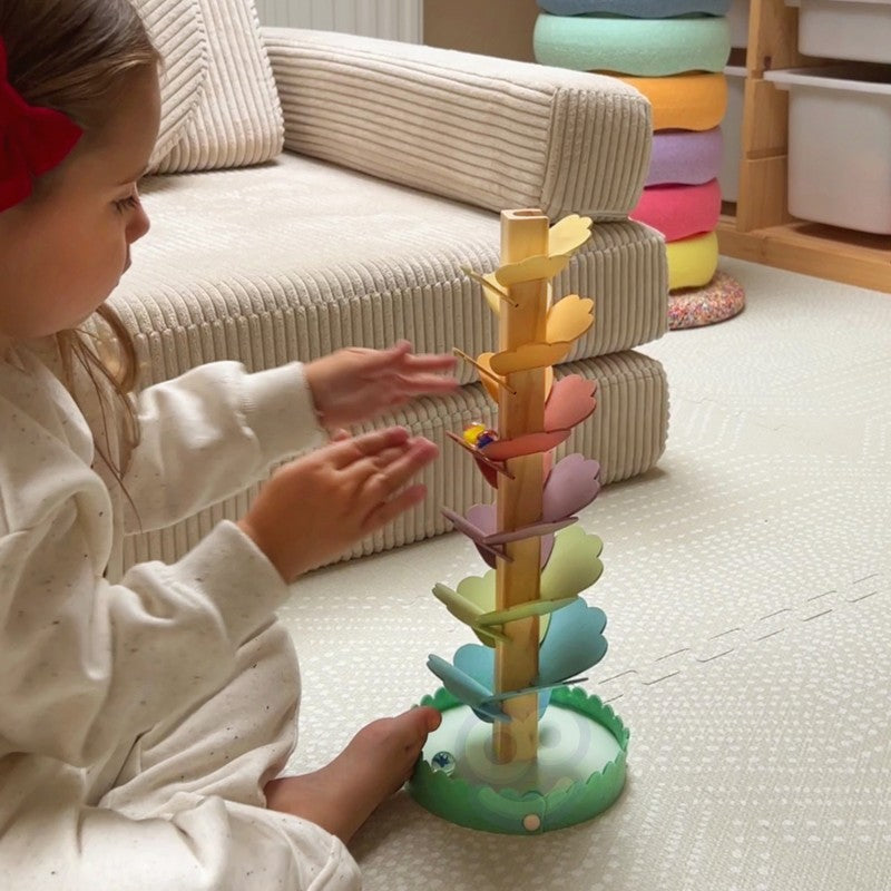 Montessori Kugelbahn Regenbogen aus Holz – musikalische Klangkugelbahn ab 3 Jahren – Produktbild 1