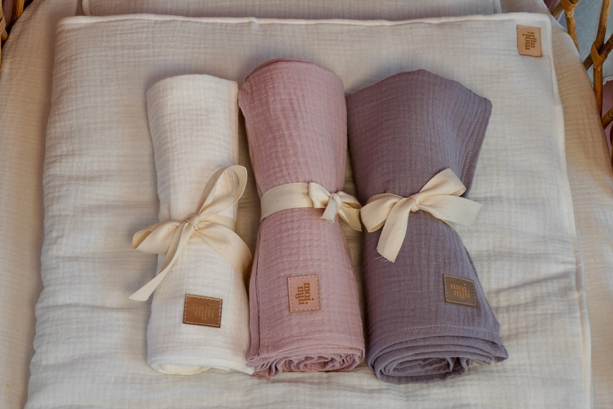 Musselin Babydecken-Set Creme – Babydecke & Kissen aus Baumwolle