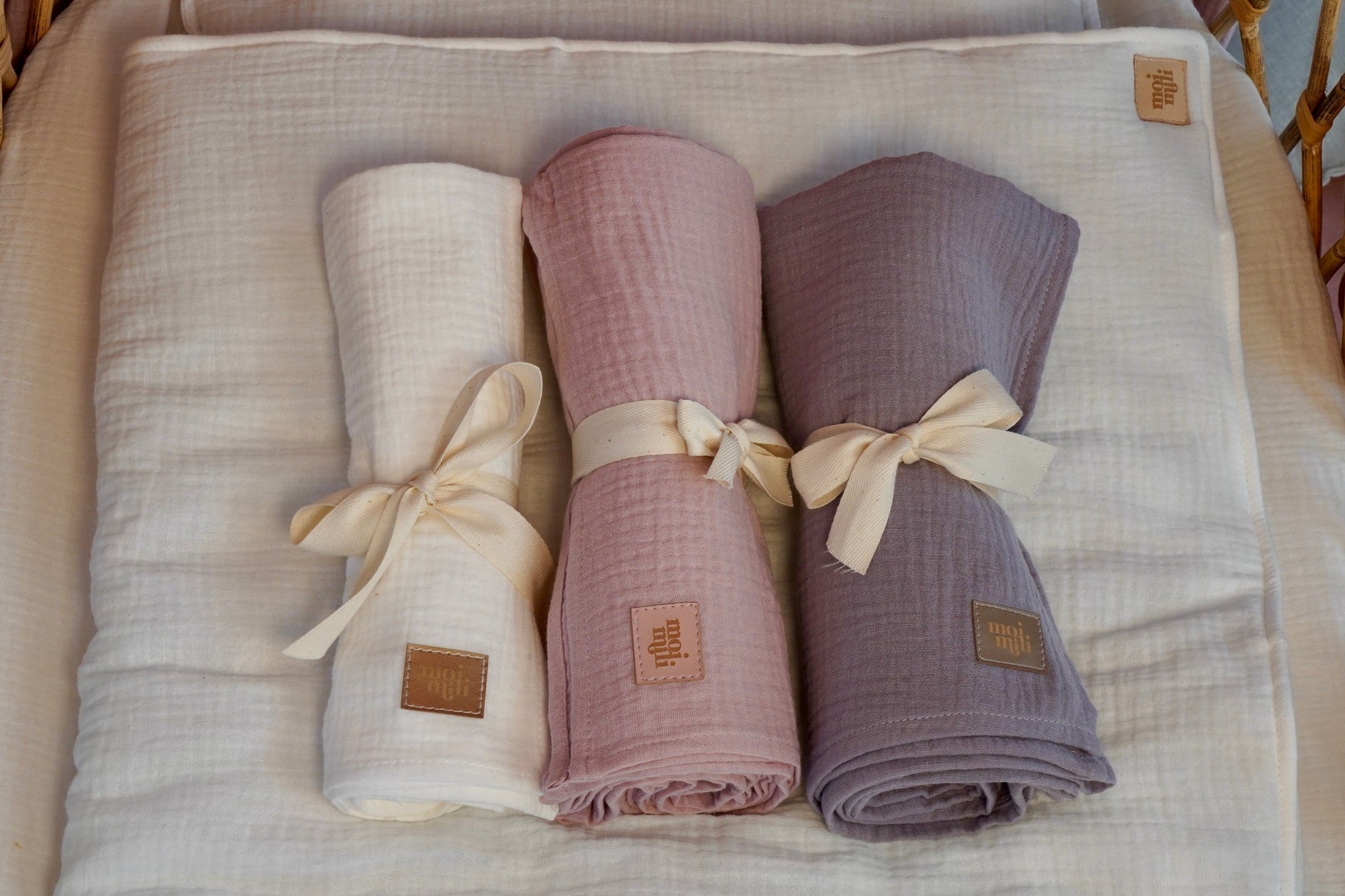 Musselin Babydecken-Set Creme – Babydecke & Kissen aus Baumwolle