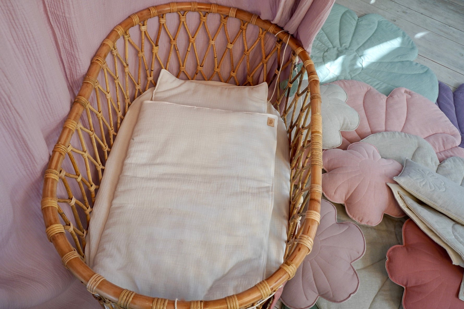 Musselin Babydecken-Set Creme – Babydecke & Kissen aus Baumwolle