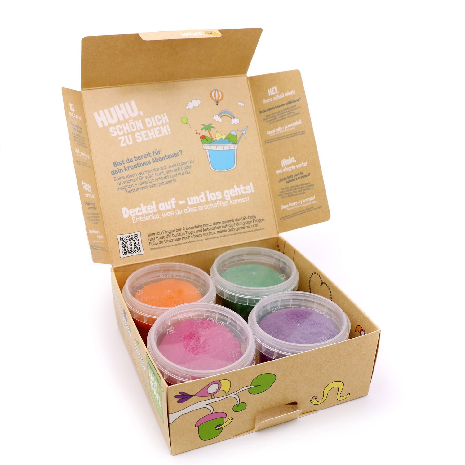 Neogrün Bio Knete Easy Clay Set – 4 natürliche Modelliermassen Orange Grün Rosa Violett