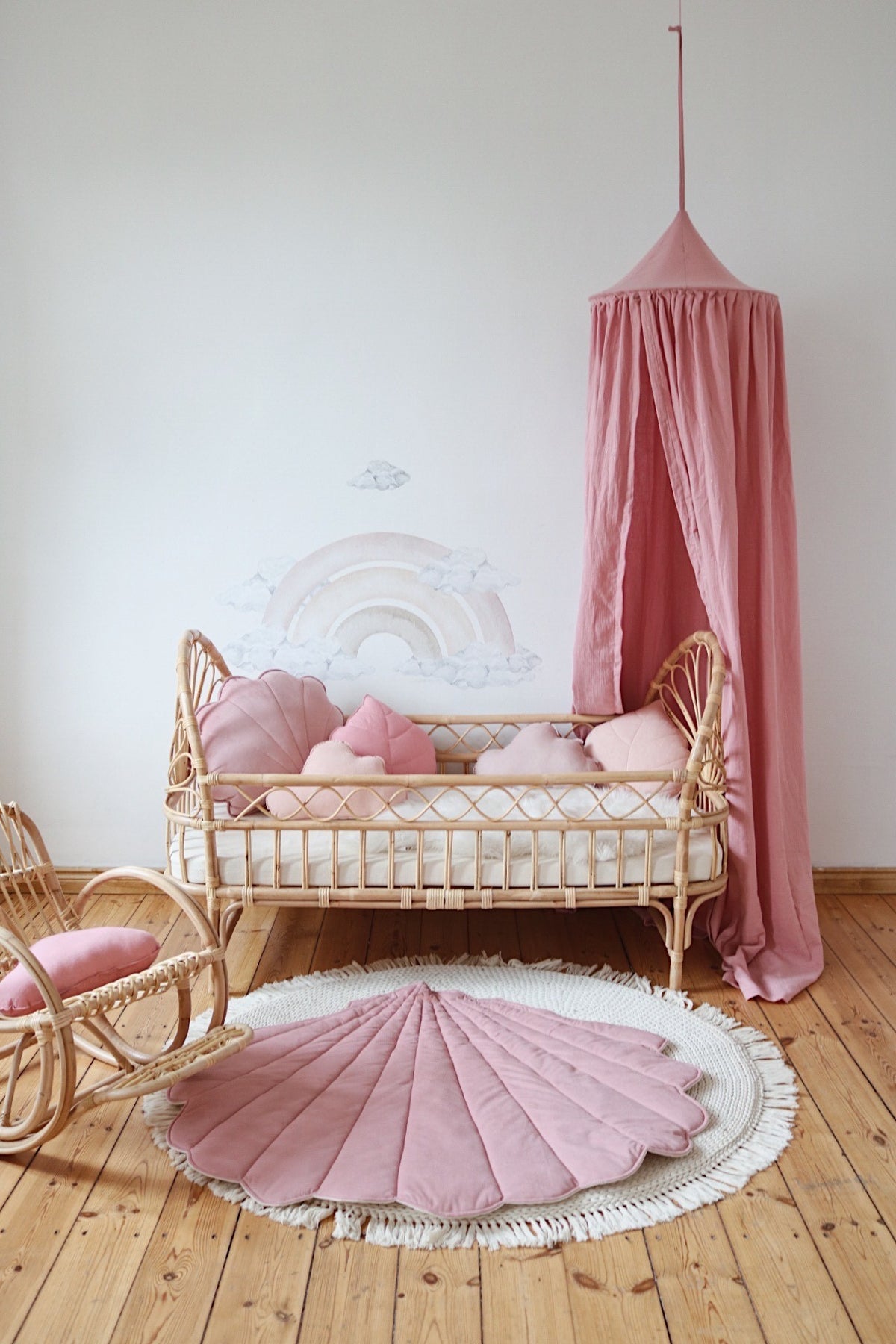 Muschel-Spielmatte aus Bio-Baumwolle und Samt – Puderrosa – Produktbild 3