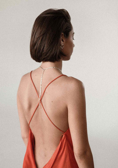 Paper Clip Y-Necklace Silver