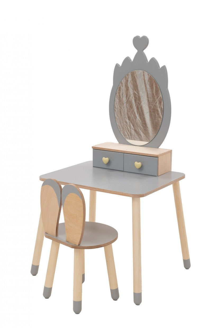 Prinzessin Schminktisch mit Stuhl & Spiegel – Kindertisch aus Birkensperrholz – Produktbild 4