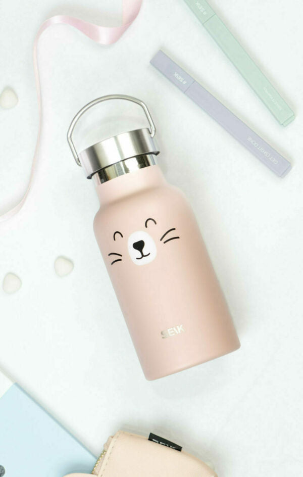 Thermo-Trinkflasche Katze 350 ml – auslaufsichere Edelstahlflasche BPA-frei – Produktbild 2