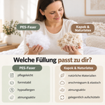 Zwei Füllungen zur Auswahl beim weißen C-Kissen – PES-Faser und Kapok mit Naturlatex