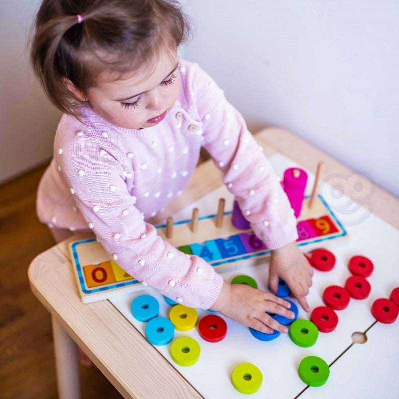 Montessori Holz-Zählspiel für Kinder ab 2 Jahren – Farben lernen & Zahlen zuordnen – Produktbild 1