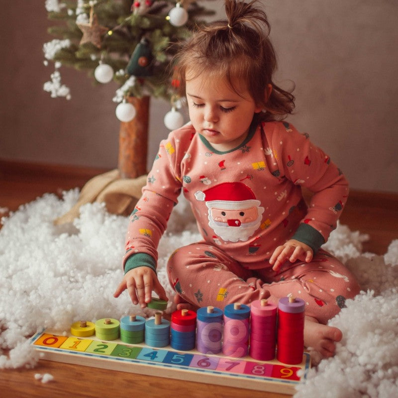Montessori Holz-Zählspiel für Kinder ab 2 Jahren – Farben lernen & Zahlen zuordnen – Produktbild 2