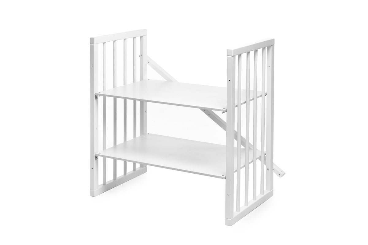 Rundes Babybett OLIN Weiß – Mitwachsendes Beistellbett aus Buchenholz 120 x 60 cm – Produktbild 4
