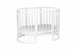 Rundes Babybett OLIN Weiß mit Matratze – mitwachsendes Beistellbett aus Buchenholz – Produktbild 2