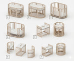 Rundes Babybett OLIN Cappuccino mit Matratze – mitwachsendes Beistellbett aus Buchenholz – Produktbild 3
