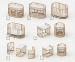 Rundes Babybett OLIN Natur mit Matratze – mitwachsendes Beistellbett aus Buchenholz – Produktbild 3