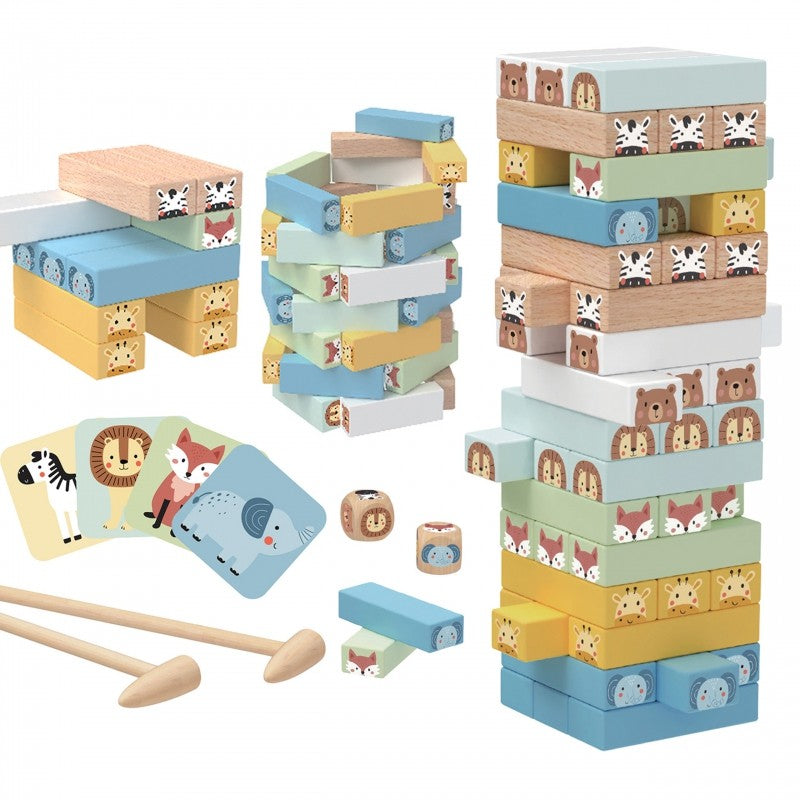 Montessori Tier-Wackelturm XXL aus Holz – Stapelspiel & Geschicklichkeitsspiel ab 3 Jahren – Produktbild 4