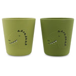 Silikon-Becher Mr. Dino 2er-Set – Baby Trinkbecher aus lebensmittelechtem Silikon ab 4 Monaten – Produktbild 1