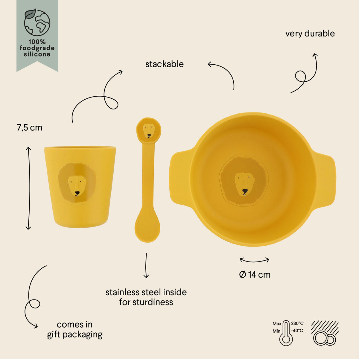 Silikon-Esslernset Mr. Lion – Baby Geschirr-Set ab 4 Monaten – Produktbild 3
