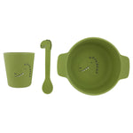 Silikon-Esslernset Mr. Dino – Baby Geschirr-Set mit Schale, Tasse und Löffel ab 4 Monaten – Produktbild 3