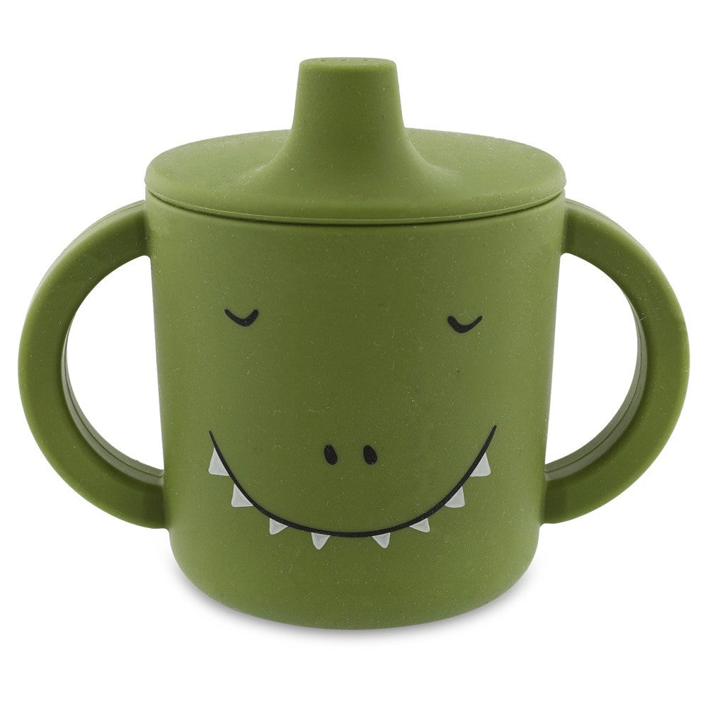 Silikon-Trinklernbecher Mr. Dino – Baby Schnabelbecher mit Griffen ab 4 Monaten – Produktbild 1