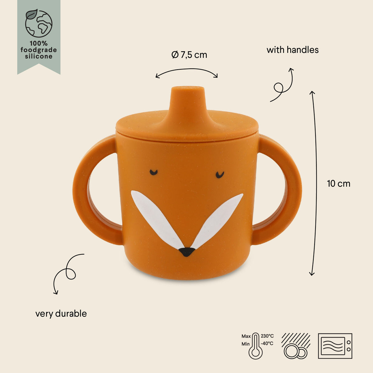 Silikon-Trinklernbecher Mr. Fox – Baby Schnabelbecher mit Griffen ab 4 Monaten – Produktbild 4