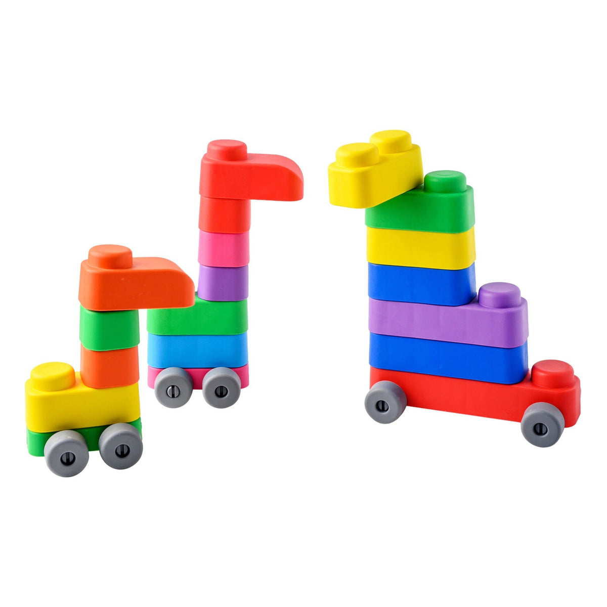 Gerardo's Spielzeug weiche Bausteine Set mit Rädern (21-teilig) – Sichere Baby Bausteine & Weiche Schaumstoff Bauklötze