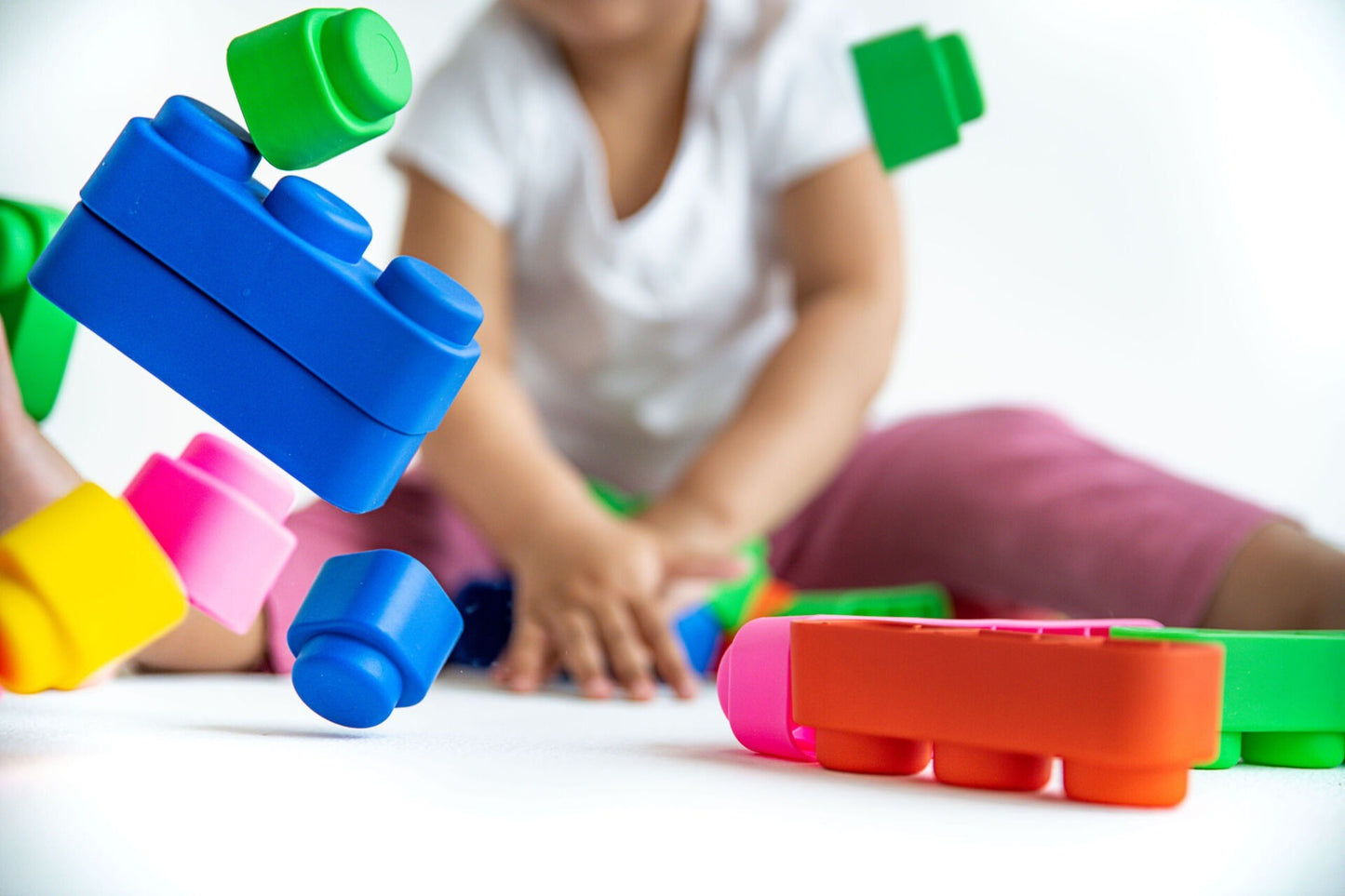 Soft Blocks Set With Wheels - 14 pcs