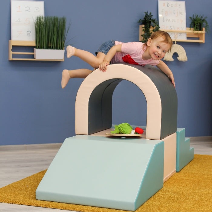 Softplay Tunnel-Set Pastell – weiches Schaumstoff-Spielset zum Krabbeln