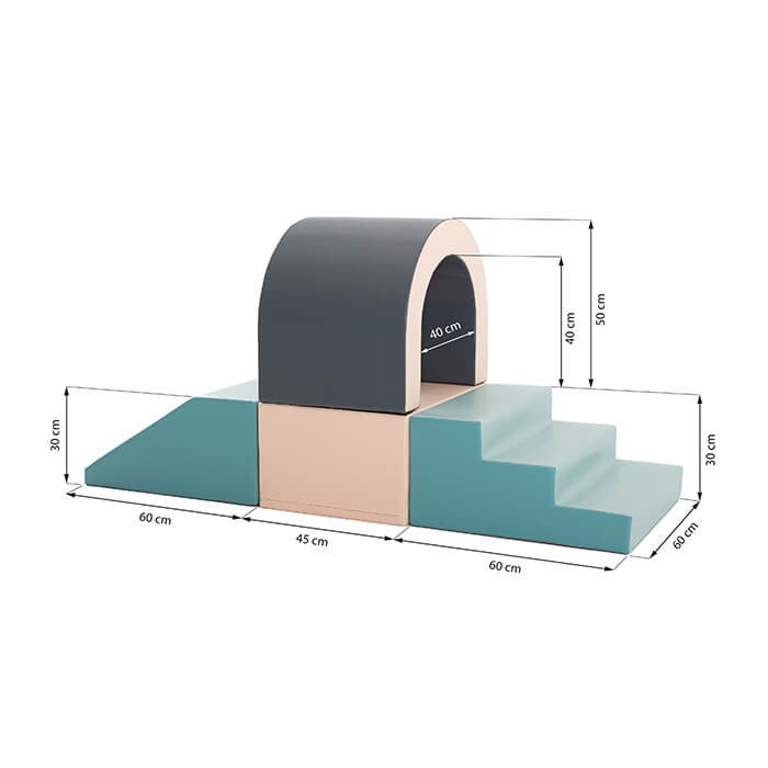 Softplay Tunnel-Set Pastell – weiches Schaumstoff-Spielset zum Krabbeln
