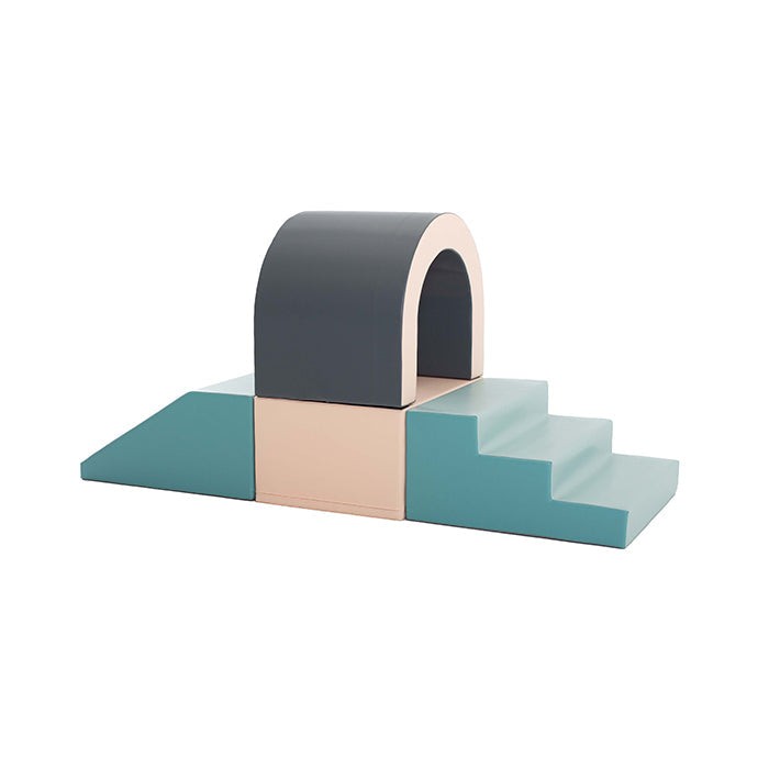 Softplay Tunnel-Set Pastell – weiches Schaumstoff-Spielset zum Krabbeln