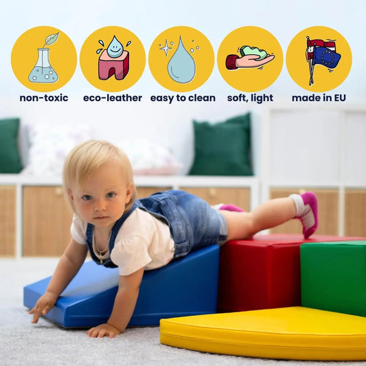 Soft Play Step and Slide Set - White and Beige