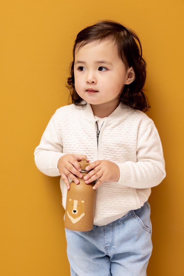 Kinder-Trinkflasche Edelstahl 350 ml Mr. Bear – Auslaufsichere Flasche ab 3 Jahren – Produktbild 1