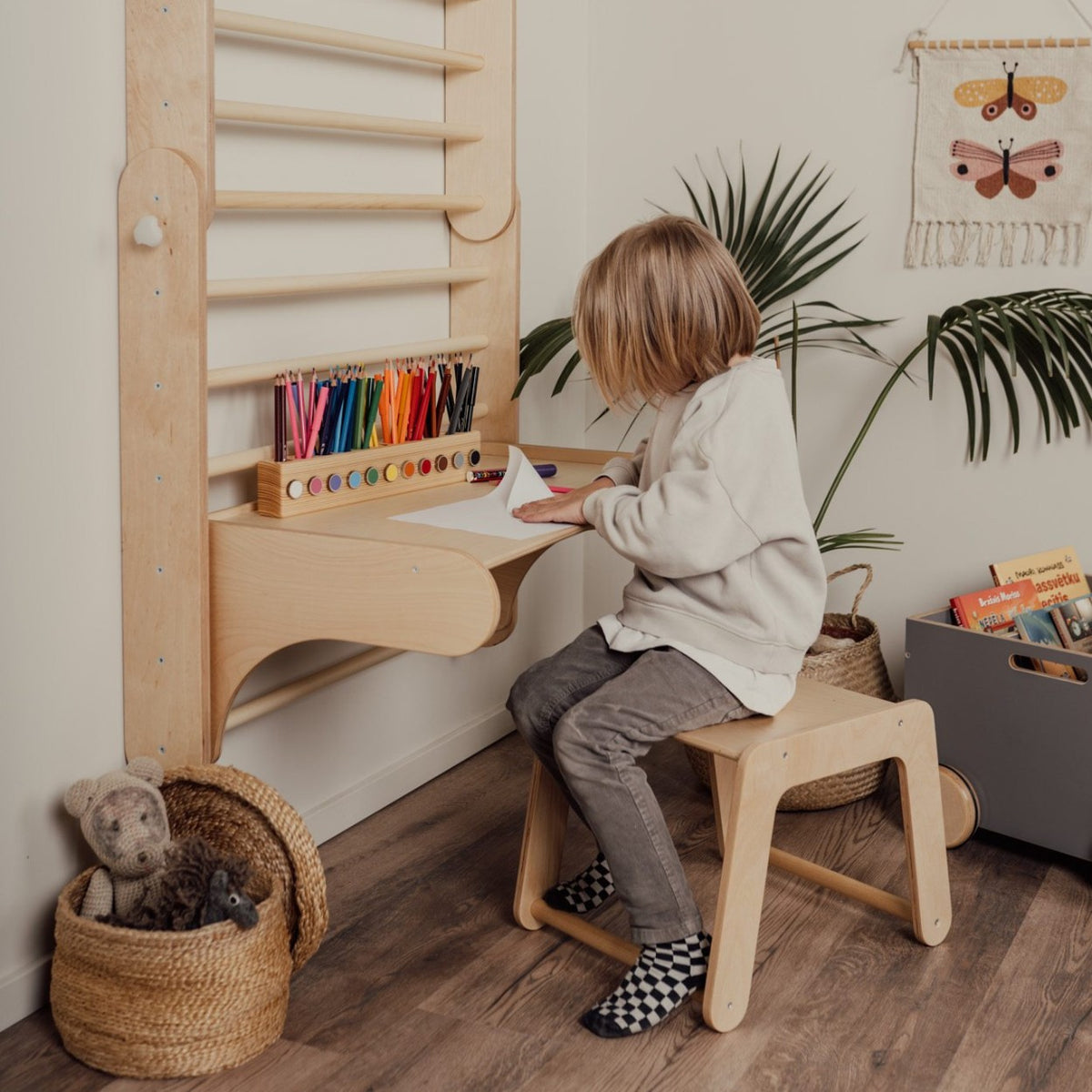 Tisch und Stuhl für leg&go Sprossenwand – Kindermöbel-Erweiterung aus Holz – Produktbild 1