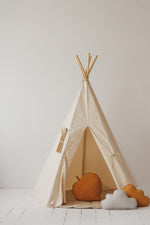 Kinder-Tipi Beige – Kinder-Tipi aus OEKO-TEX Baumwolle mit Kiefernstangen