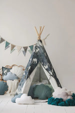 Kinder-Tipi Nachthimmel – Kinder-Tipi aus OEKO-TEX Baumwolle mit Kiefernstangen