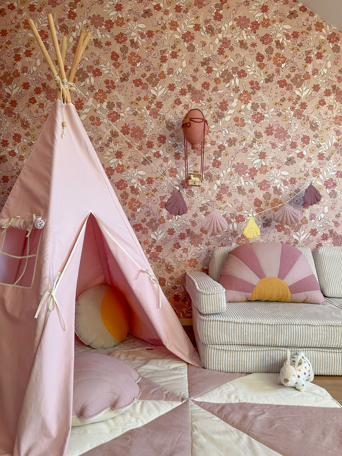 Kinder-Tipi Rosa – Kinder-Tipi aus OEKO-TEX Baumwolle mit Kiefernstangen