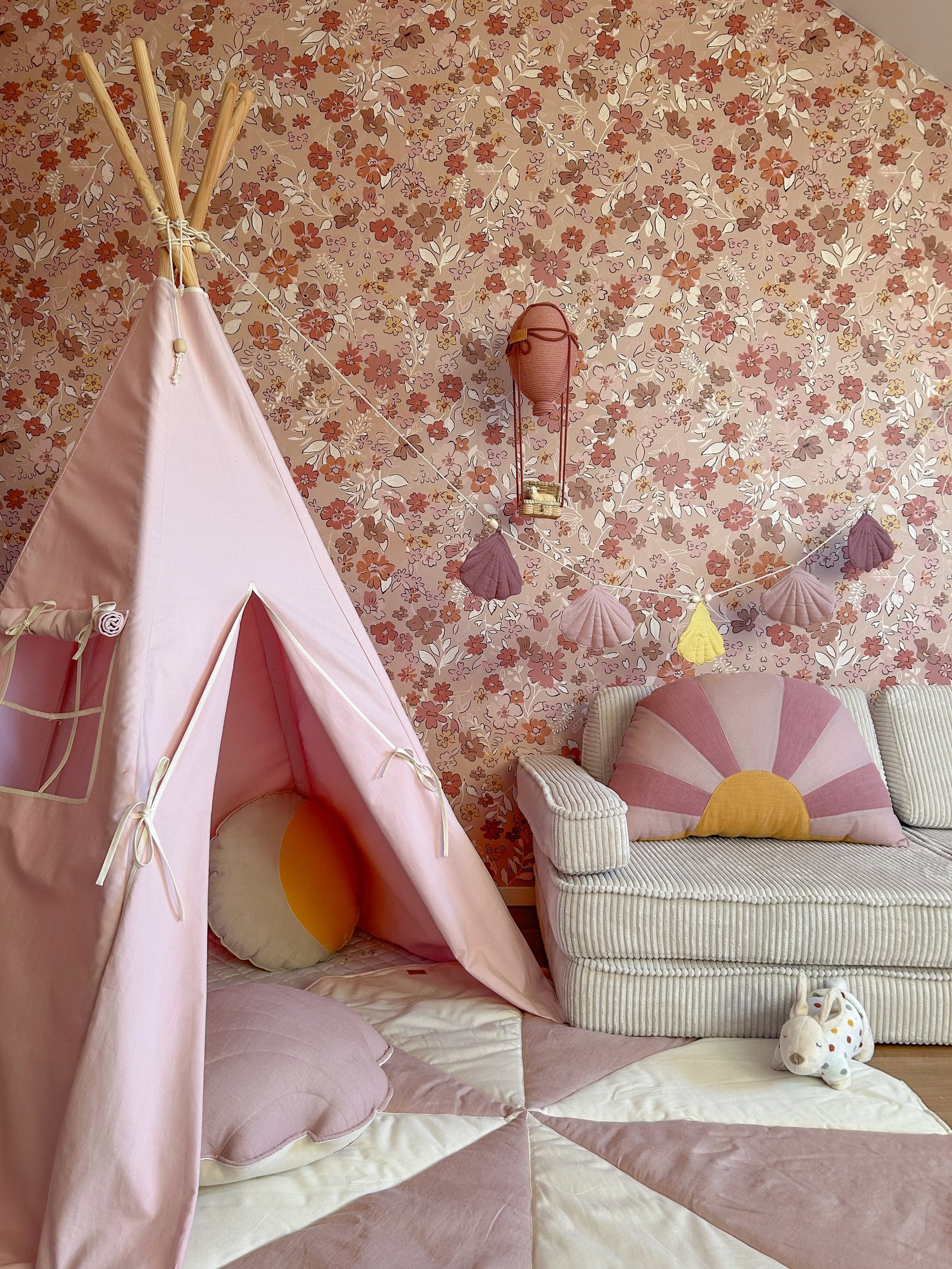 Kinder-Tipi Rosa – Kinder-Tipi aus OEKO-TEX Baumwolle mit Kiefernstangen