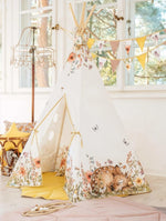 Kinder-Tipi Wildblumen – Kinder-Tipi aus OEKO-TEX Baumwolle mit Kiefernstangen