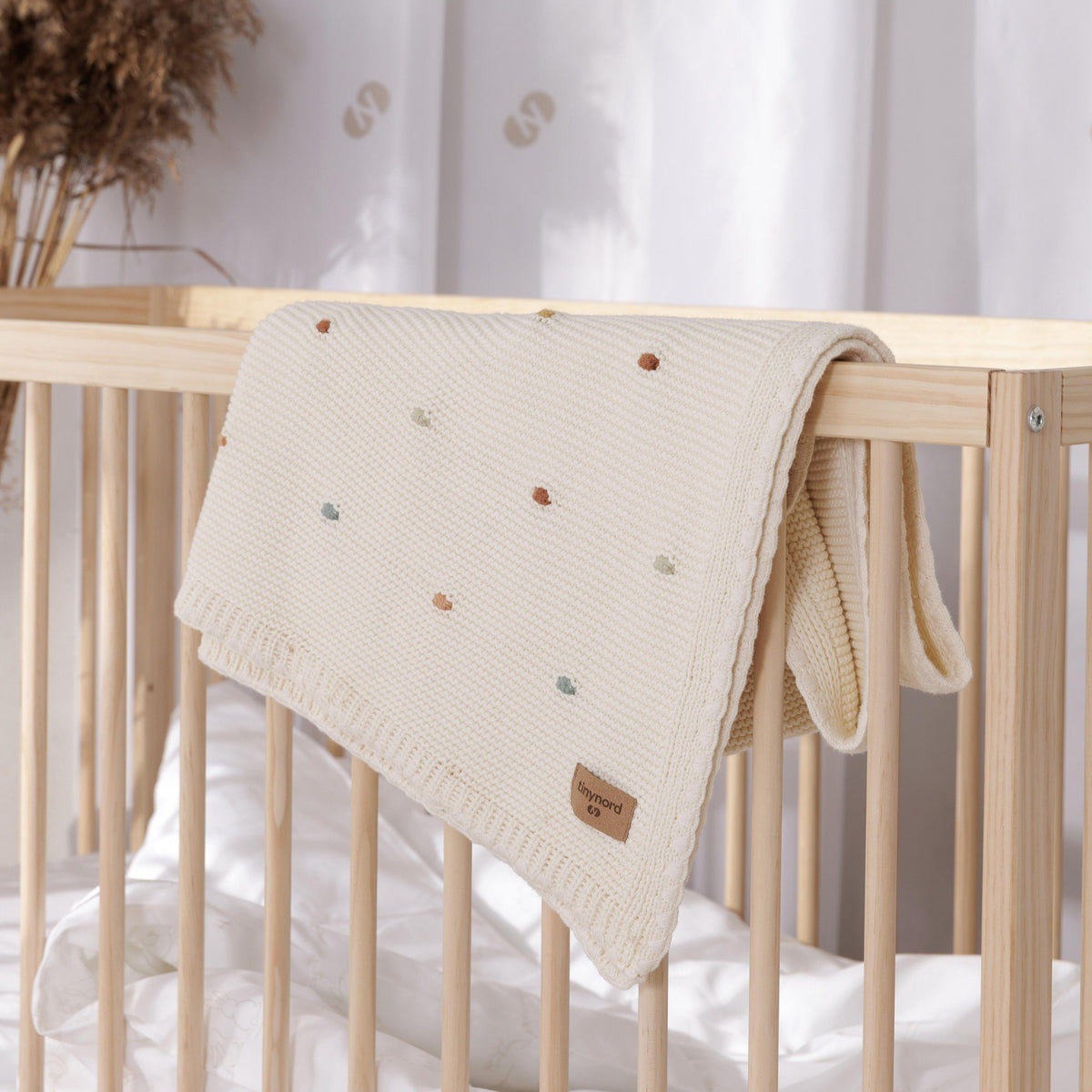 DOTSI Knitted Cotton Baby Blanket – 75 × 100 cm, Natural White