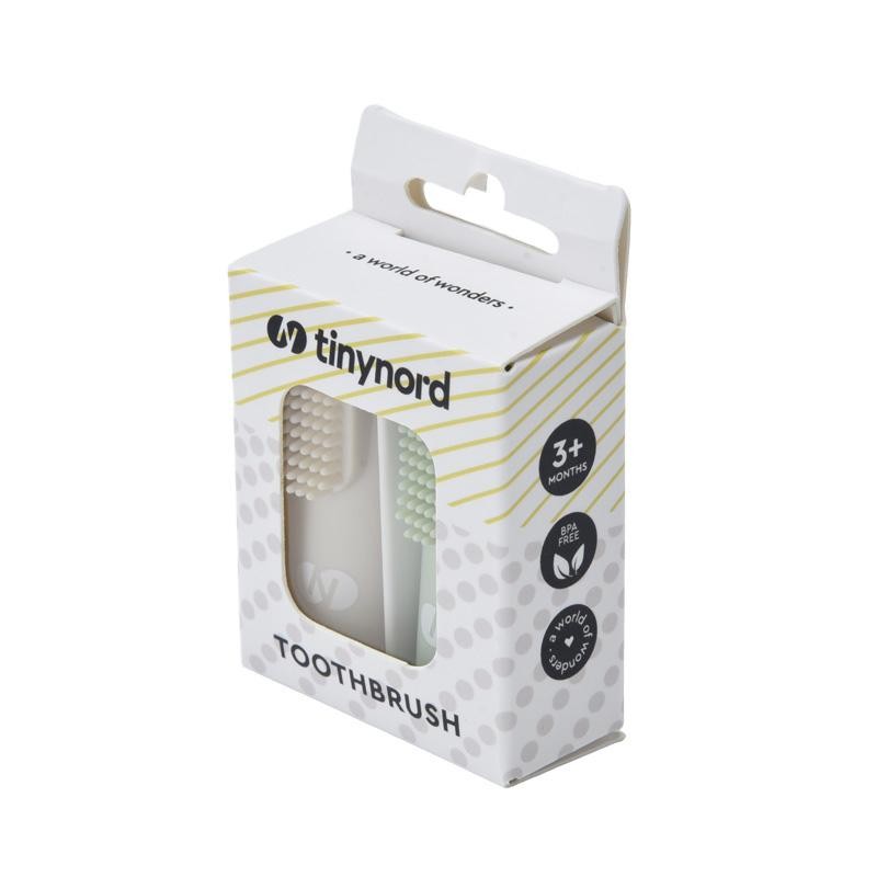 Silicone Finger Toothbrush – Beige/Mint