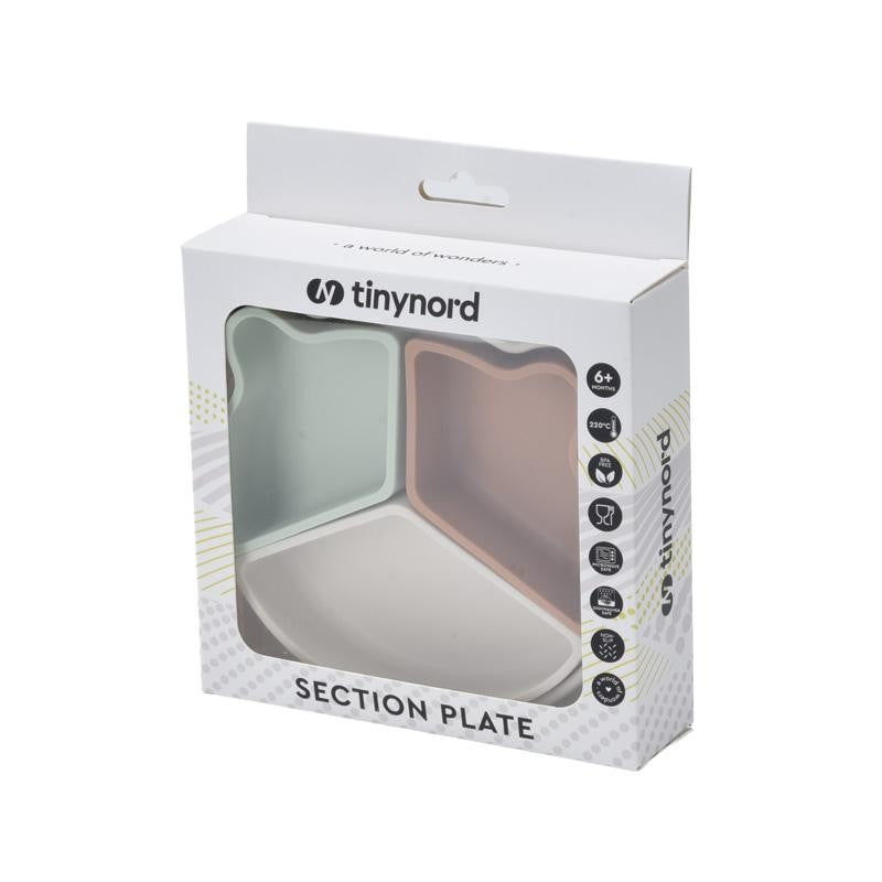 Silicone Section Plate with Suction Base – Beige/Mint/Rust