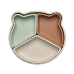 Silicone Section Plate with Suction Base – Beige/Mint/Rust
