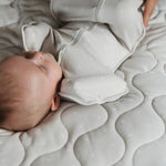 Softy Quilted Baby Blanket – 75 × 100 cm, Beige Logo Print/ White