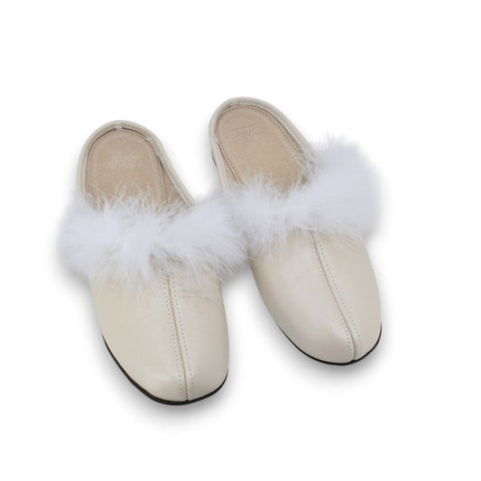 Trinity leather women’s slippers – Champagne