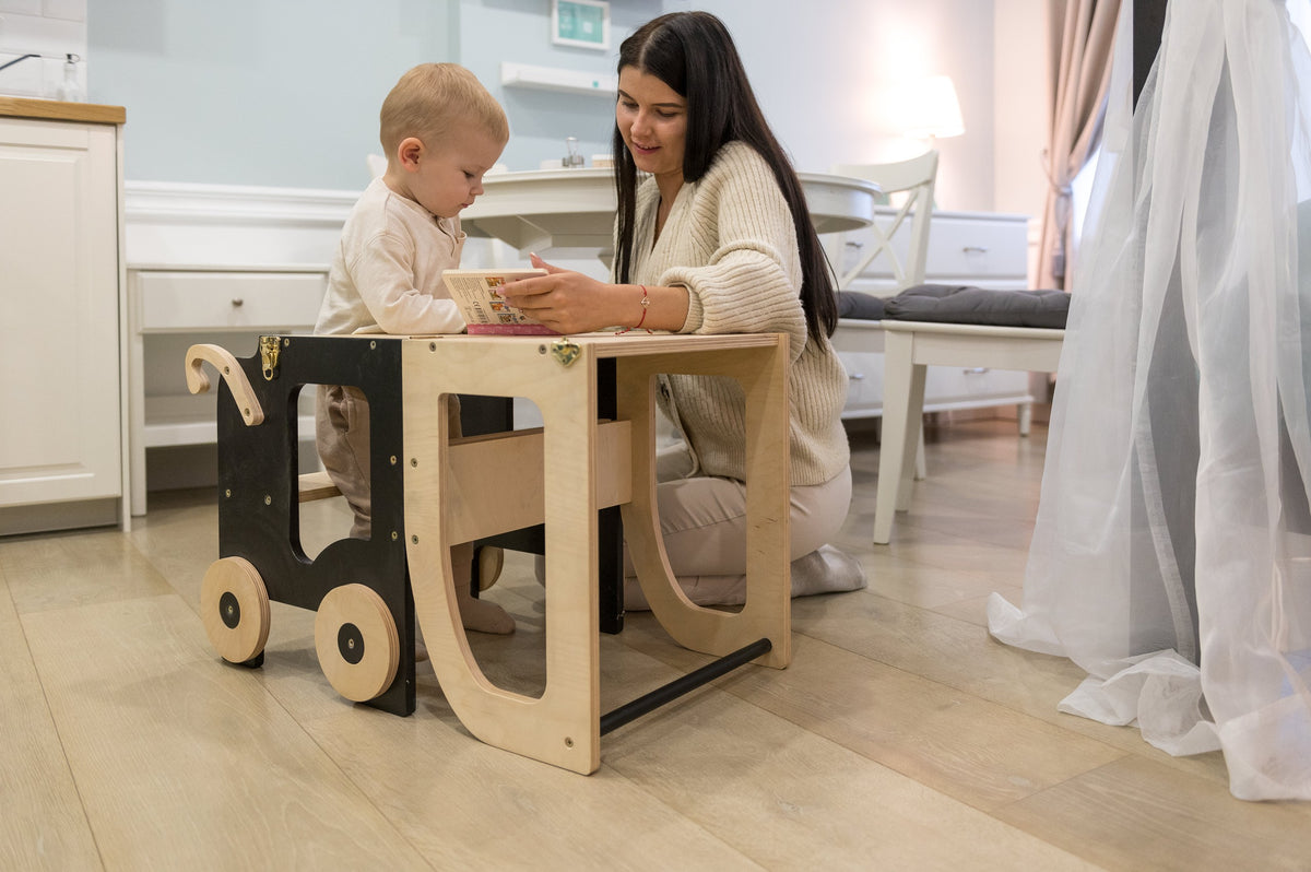 Trolley Lernturm 2in1 – Montessori Kitchen Helper & Lerntisch für Kinder – Produktbild 2