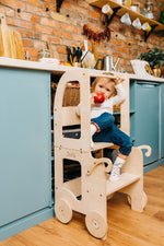 Trolley Lernturm 2in1 – Montessori Kitchen Helper & Lerntisch für Kinder – Produktbild 4