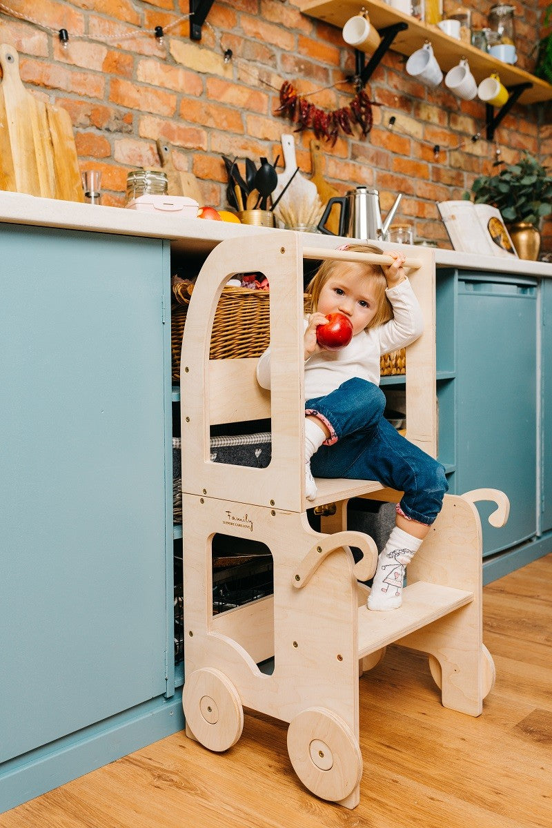 Trolley Lernturm 2in1 – Montessori Kitchen Helper & Lerntisch für Kinder – Produktbild 4
