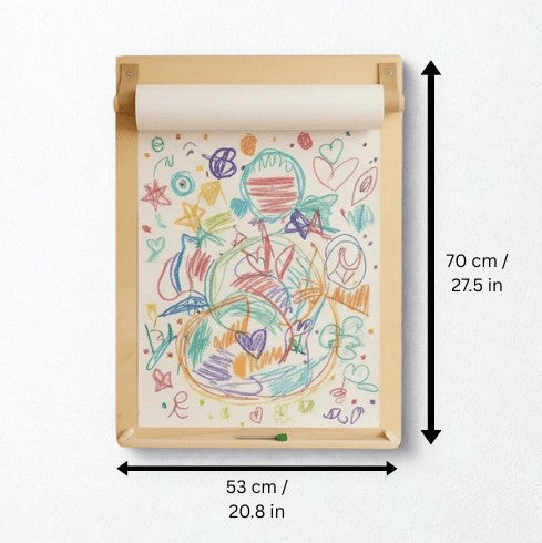 Wandmontierte Zeichentafel aus Holz – Maltafel mit Papierrollenhalter für Kinder ab 2 Jahren – Produktbild 2