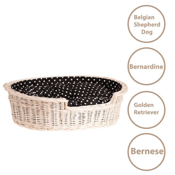 Whitewashed Wicker Dog Bed Poppy With Cushion, 100x75 cm