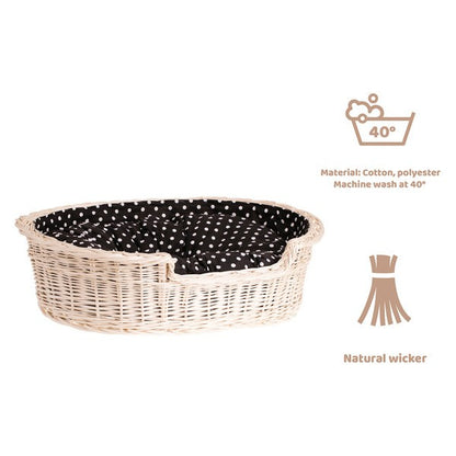 Whitewashed Wicker Dog Bed Poppy With Cushion, 100x75 cm