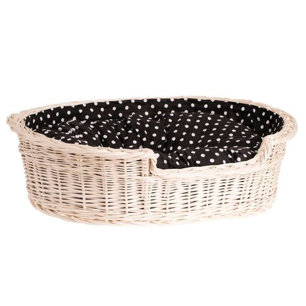Whitewashed Wicker Dog Bed Poppy With Cushion, 100x75 cm