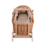 Handgefertigter Weiden Puppenwagen „Lili“ – Nostalgie Holzwagen & Puppenbuggy inkl. waschbarem Bettset – Produktbild 3