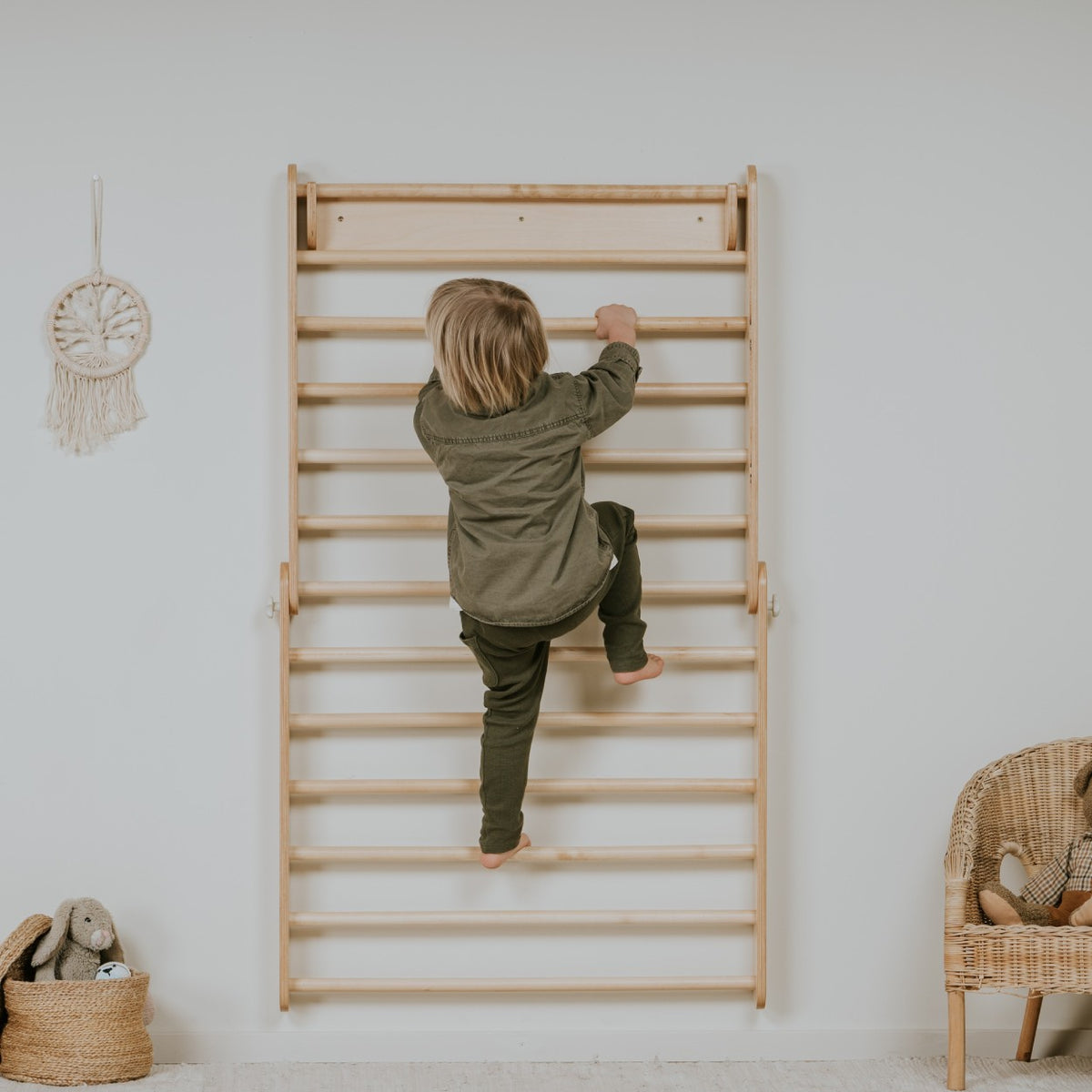 Pikler Dreieck mit Sprossenwand-Erweiterung – Kletterdreieck für Kinder von 6 Monaten bis 7 Jahren – Produktbild 1